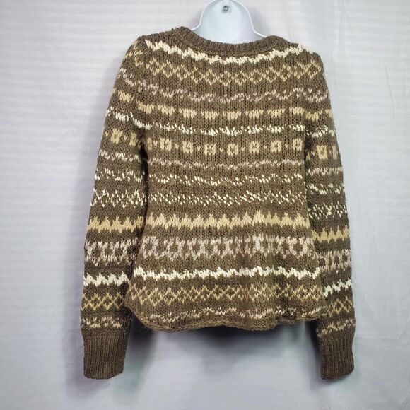 Free People Through the Storm Fair Isle Knit Sweater Sz S Acrylic Blend Taupe - Picture 6 of 15